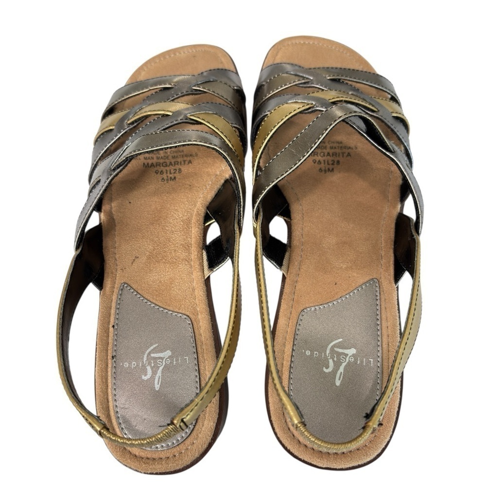 Lifestride Margarita Metallic Slingback Wedge Heel Sandals Womens Shoes Size 6.5 - Picture 12 of 15